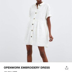 Zara White Openwork Embroidery Dress S